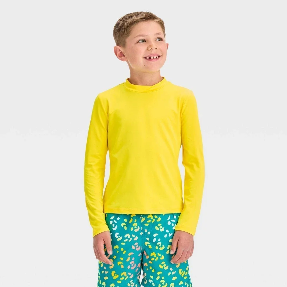 Boys' Solid Rash Guard Top - Cat & Jack Yellow Size Medium 8